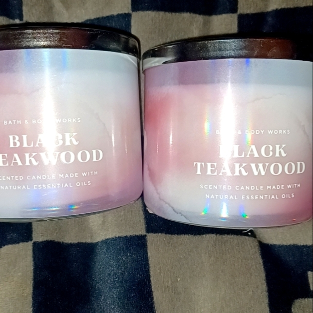 BLACK TEAKWOOD 3 WICK CANDLES